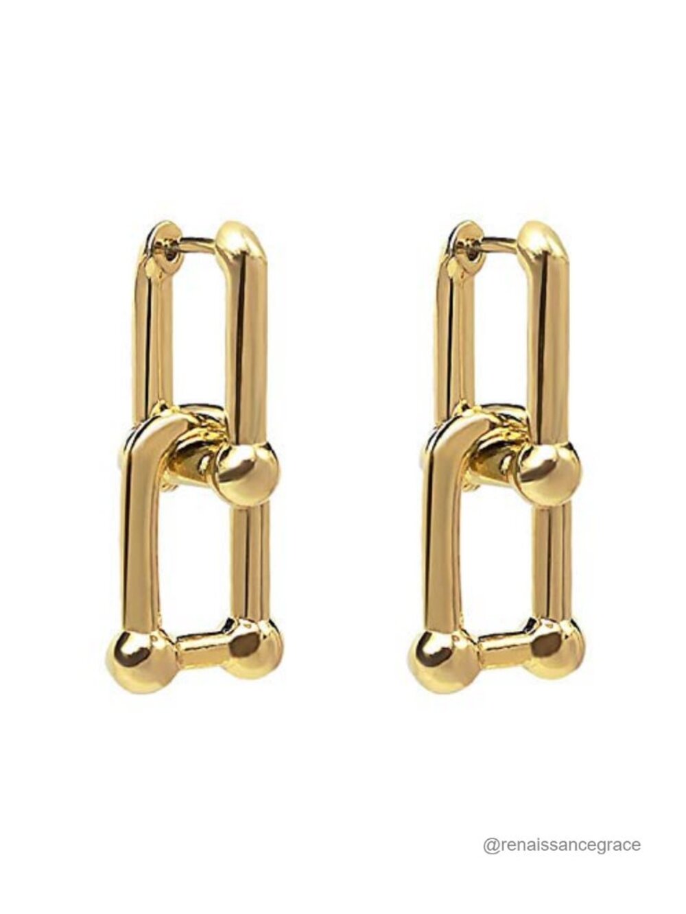 Chunky Hoop Earrings Set Gold Plated U Shape Dangle Circle Drop Earrings for
